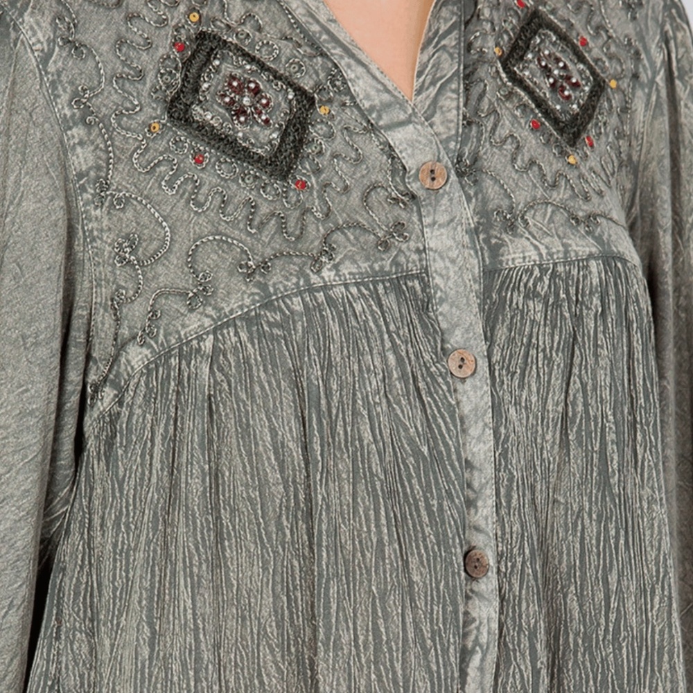 Young Threads Bohemian Style Button Down Shirt - Picture 6 of 8